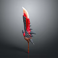 Fantasy Spiked Blade With Red Black Design And Serrated Edge Wooden Handle