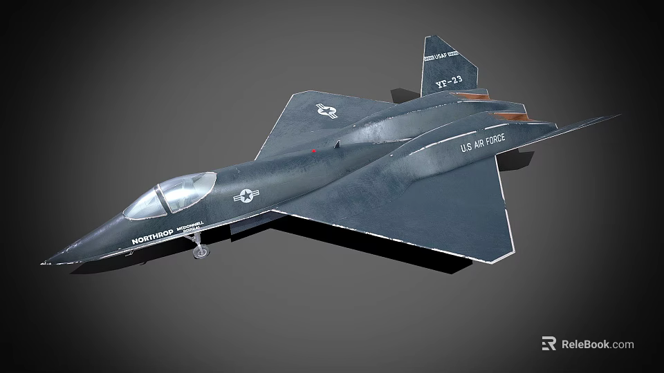 USAF Stealth Fighter Aircraft With Dark Gray Body And Test Markings 3d model 