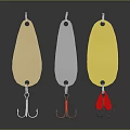 Daily Use Items Three Colored Gold Silver And Yellow Shiny Fishing Lures With Metal Hooks