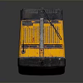 Vintage Yellow Computer With Antennas Green Screen Metal Casing And Retro Design