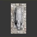 Ancient Style Stone Mythical Beast Sculpture With Carved Texture And Stone Base