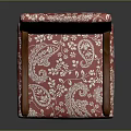 Traditional Wooden Chair With Red And White Patterned Upholstery And Carved Details