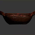Red Oval Decorative Tray With Intricate Black Swirl Patterns For Daily Home Use