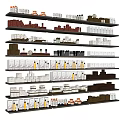 Organized Bathroom Accessories Display On Multi Layer Shelves With Various Types 3d model