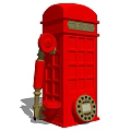 Classic Red Telephone Booth Public Facility With Traditional Design And Dial Pad
