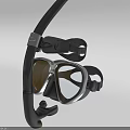 Black Dive Mask With Snorkel And Adjustable Straps For Scuba Diving 3d model