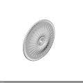 White Circular Ceiling Rosette With Radiating Lines And Ornate Border