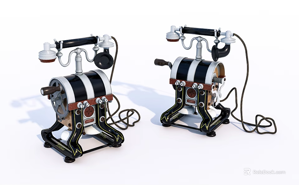 Vintage Retro Telephones With Classic Design For Digital Communication Devices Collection 3d model 