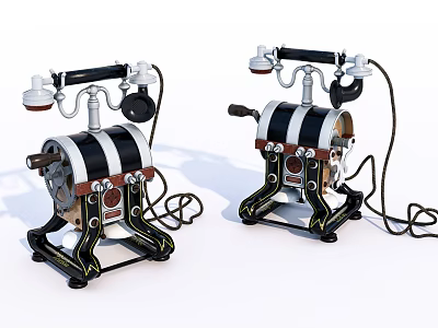 Vintage Retro Telephones With Classic Design For Digital Communication Devices Collection 3d model