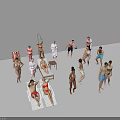 Group of People Relaxing On Loungers And Standing Near Shower Facility