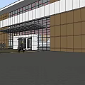 White Airplane Parked In Indoor Hangar With Red Steel Roof Brick Walls Windows And Doors