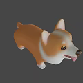 Cute Cartoon Corgi 3D Model With Orange And White Fur Standing Smile