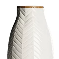 Two White Ceramic Vases With Herringbone Pattern And Green Plants For Home Decor 3d model
