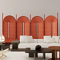 Modern sofa coffee table combination art screen 3d model