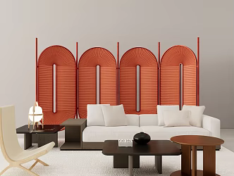 Modern sofa coffee table combination art screen 3d model