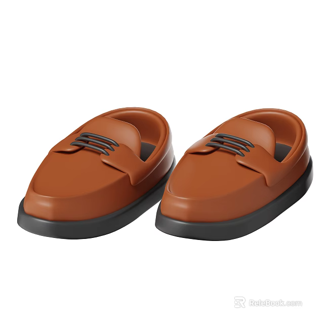 Stylish Brown Leather Mules Shoes With Lace Up Detail And Black Sole Design 3d model 
