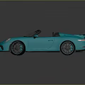 Blue Convertible Sports Car With Black Wheels And Rear Spoiler Design
