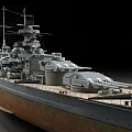 Detailed Historical Battleship Military Vessel With Main Guns Superstructure And Deck Features