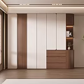 Modern Two Tone Wood And White Bedroom Wardrobe With Storage Drawers And Display Shelves