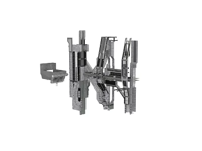 Industrial Intricate Metallic Mechanical Structure With Interconnected Beams And Frames 3d model