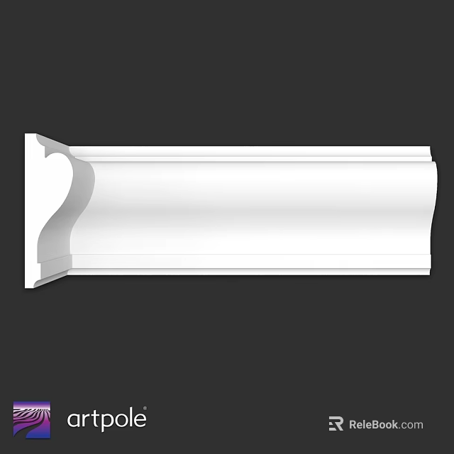 White Decorative Molding With Curved Smooth Surface For Interior Architectural Trim 3d model 