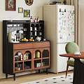 Vintage Wooden Sideboard Cabinet With Multifunctional Storage For Organizing Kitchen Tableware And Daily Drinks