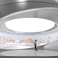 Modern Technology Exhibition Hall With Interactive Digital Screens And Futuristic Design Elements 3d model