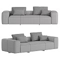 Modern Sofas Beige Fabric And Brown Leather With Grey Cream Cushions Stylish Design