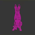 German Shepherd 3D Model Sitting with Brown Black Fur and Erect Ears on Gray Background