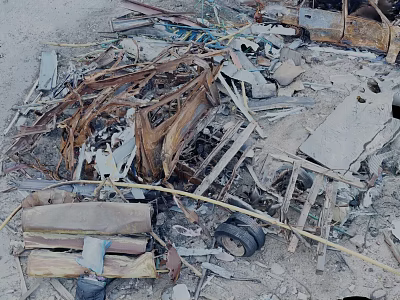 Pile of Construction Debris with Wooden Planks Metal Scrap and Rubble 3d model