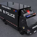 Special Police Equipment Support Vehicle With Blue Red Emergency Lights And Markings