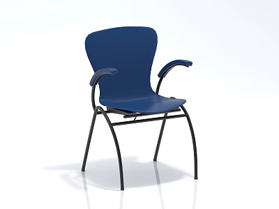 Comfortable Blue Leisure Chair With Armrests Black Metal Frame Modern Design For Living Room 3d model