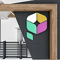 Modern Entrance Gate Design With Wooden Frame Metal Railings And Ceiling Beams