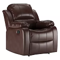Cozy Brown Leather Single Sofa With Comfortable Armrests And Reclining Design 3d model