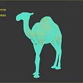 Yellow Camel 3D Model in Minimalist Style with Dark Background and Reflection 3d model