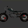 Vintage Dark Green Motorcycle With Large Wheels Red Rims And Black Seat