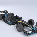 Black And Blue Formula Race Car With Rear Wing Racing Tires And Cockpit Design
