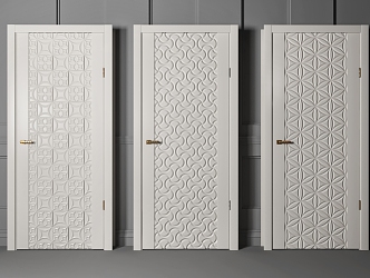 White solid wood door combination 3d model