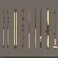 Modern Brass Wall Sconces With Sleek Linear And Circular Decorative Designs 3d model