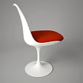 Modern White Chair and Table Set with Red Cushions and Pedestal Base