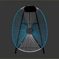 Woven Blue And White Leisure Rocking Chair With Black Frame And Cushion