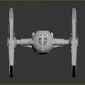 Detailed TIE Fighter Spacecraft Model With Wing Structure And Engine Design