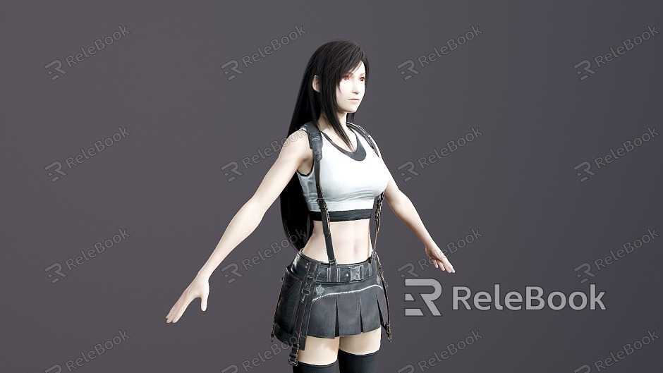 Final Fantasy Tifa with Skeleton Binding fbx has Tex Lights Eight Monkey Files Tifa Without Gloves model