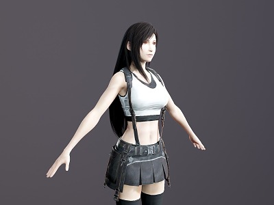 Final Fantasy Tifa with Skeleton Binding fbx has Tex Lights Eight Monkey Files Tifa Without Gloves model