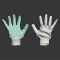 Green Palm And White Work Safety Gloves With Dotted Protective Design