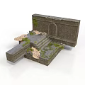 Ancient Stone Structure With Steps Archway Moss And Growing Mushrooms 3d model
