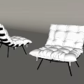 Modern White Accent Chair with Padded Cushion and Black Metal Frame for Living Room