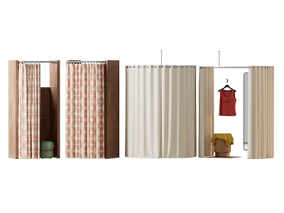 Commercial Storage Cabinets With Curtain Doors And Wooden Frames For Business Use 3d model