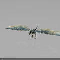 Fantasy Character Dragon Mythical Creature with Blue White Patterned Wings in Flying Stance