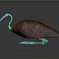 Standing Bird Sculpture With Turquoise Beak Legs And Brown Textured Body